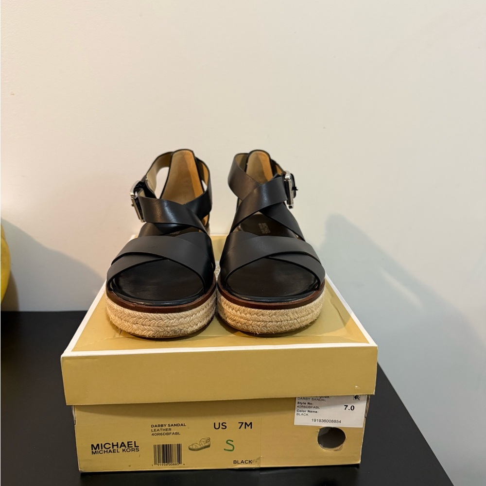 Michael Kors Black Espadrille Sandals. Size 7